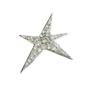 Mid Century Style Crystal Pave Shooting Star Brooch, 3" Wide